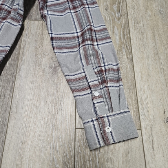 Pacsun Hooded Grey Plaid Button Up Oversize Flannel Shacket Jacket Womens Small - Picture 3 of 13